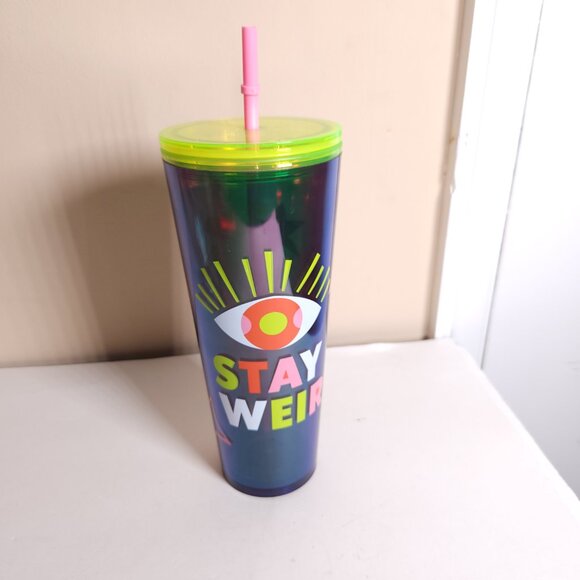 Starbucks 2023 Stay Weird EVIL EYE Neon Lime Green Venti 24 Oz Cold Cup - Picture 4 of 14
